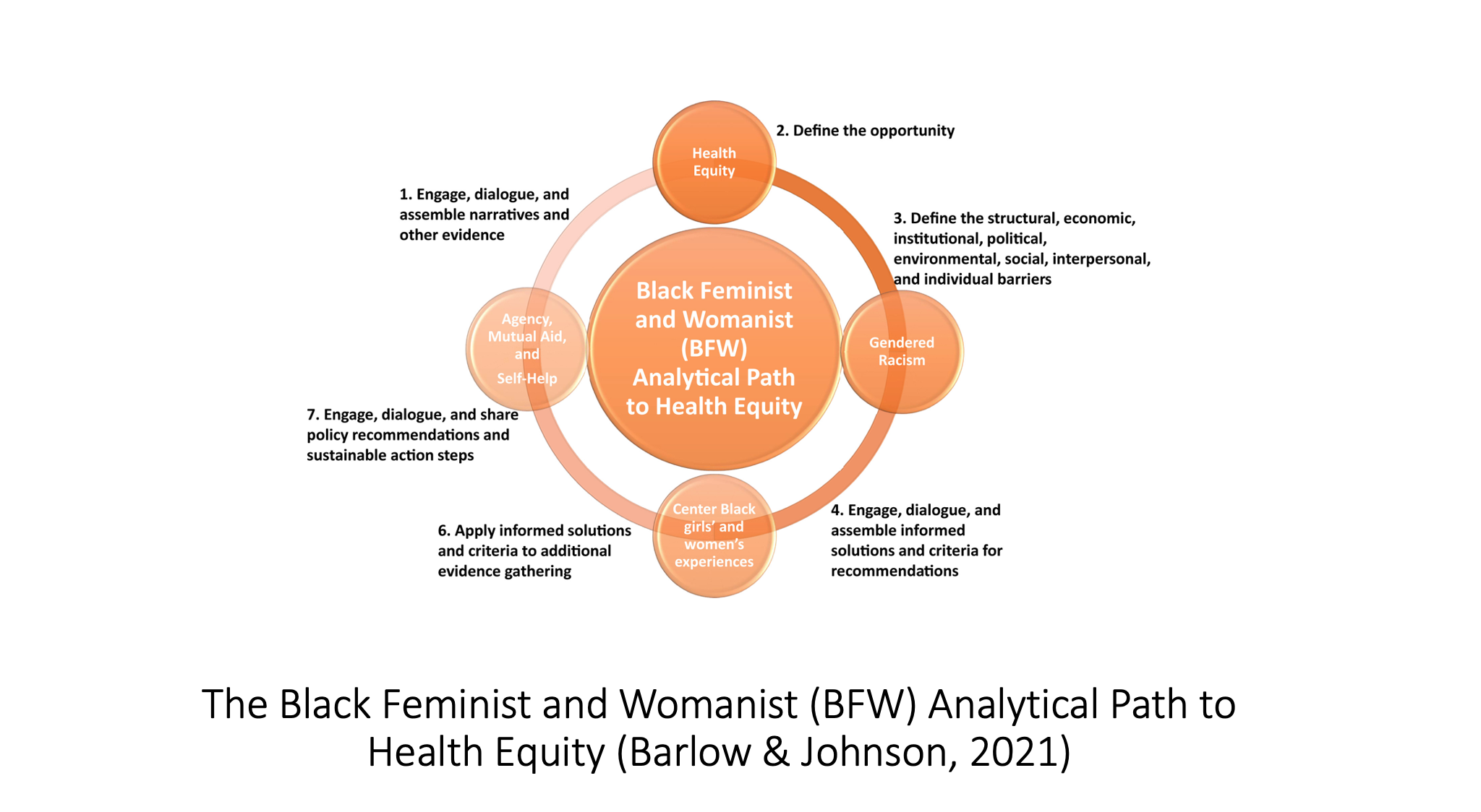 Schematic of The Black Feminist and Womanist Analytical Path to Health Equity