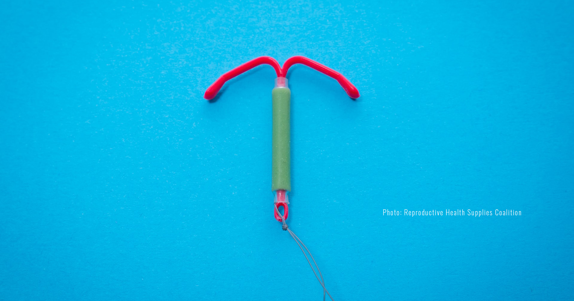 IUD on blue background. Photo credit: Reproductive Health Supplies Coalition