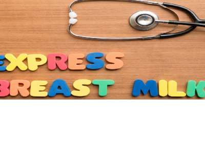 stehescope with the words "express breast milk" in kids magnetic letters