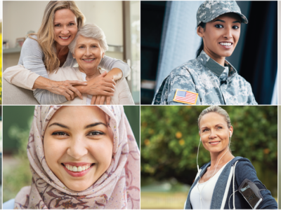Eight photos of women of different ages and races