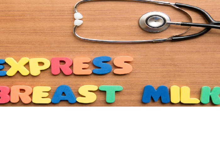 stehescope with the words "express breast milk" in kids magnetic letters